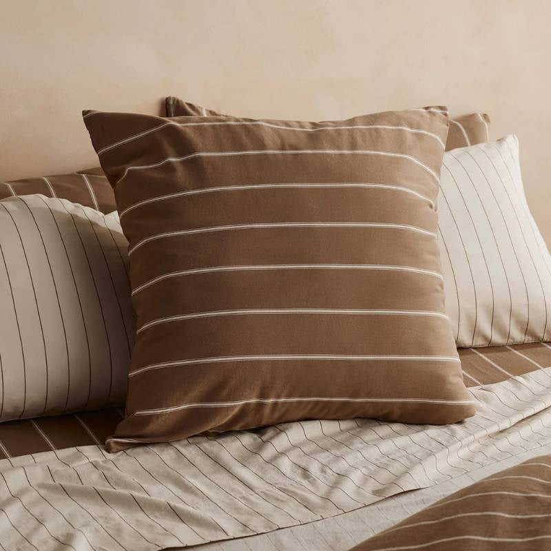 Striped European Pillowcase 60x60cm in caramel