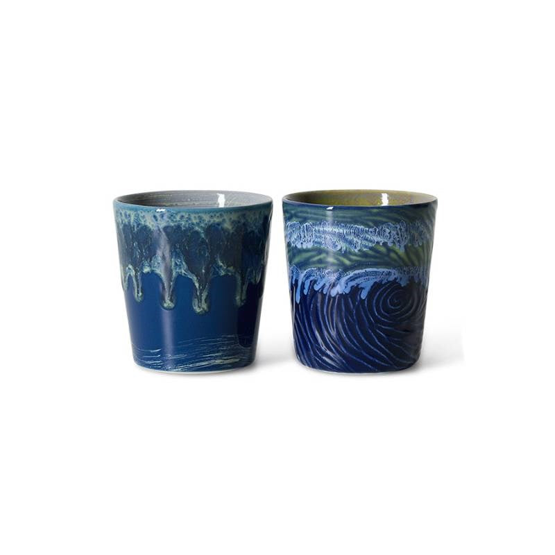 70's Ceramics: Van Gogh Coffee Mugs, set of two, in starry night
