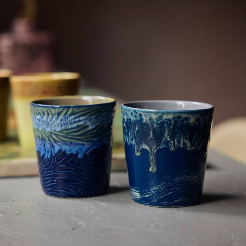 70's Ceramics: Van Gogh Coffee Mugs, set of two, in starry night