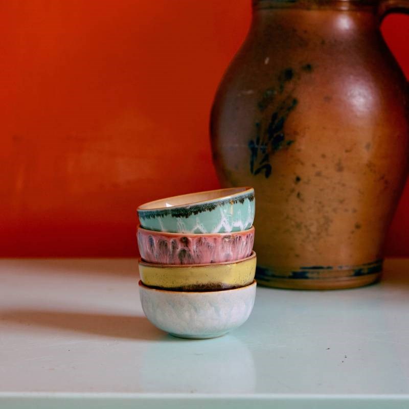 70's Ceramics: XS Bowls, set of four, in modernist