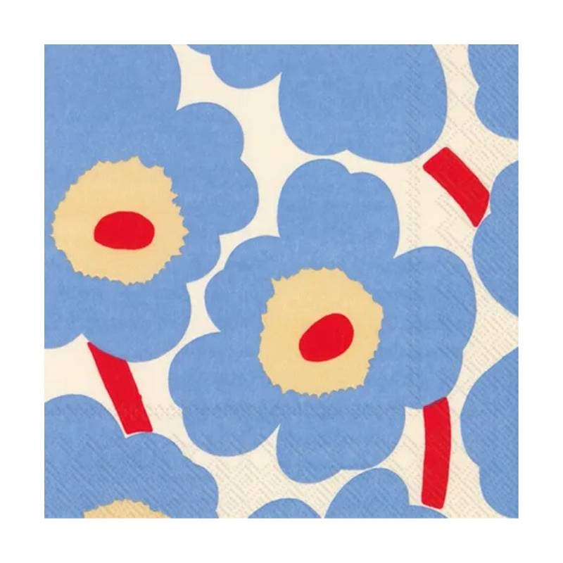 Serviettes in Unikko in Cream Blue