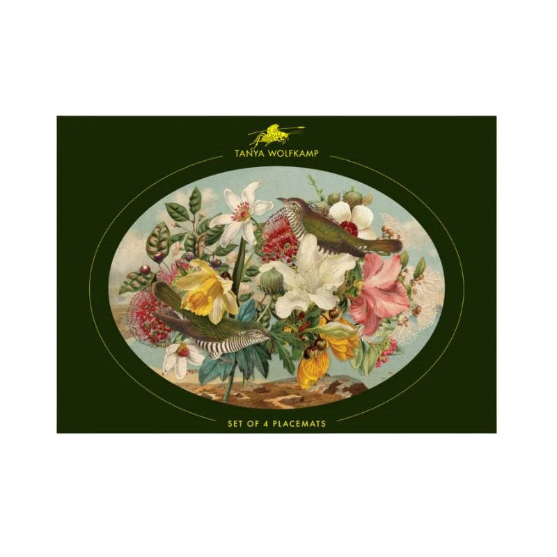 Tanya Wolfkamp Oval Placemats, set of 4, NZ Birds