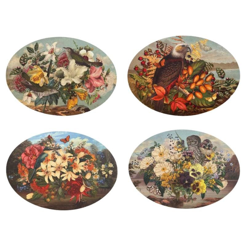 Tanya Wolfkamp Oval Placemats, set of 4, NZ Birds