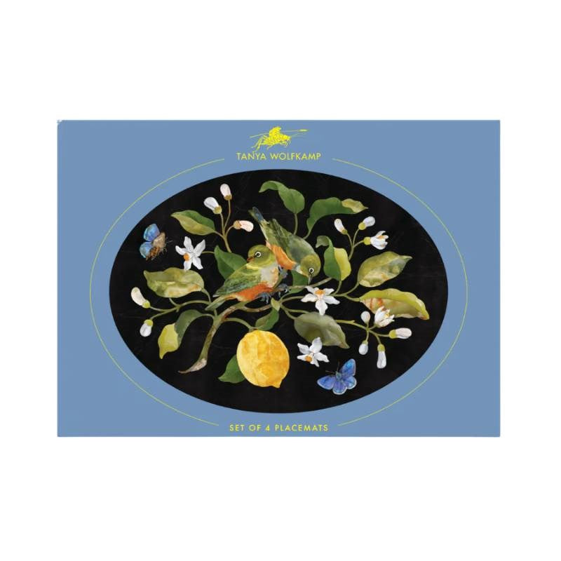 Tanya Wolfkamp Oval Placemats, set of 4, Vintage Birds