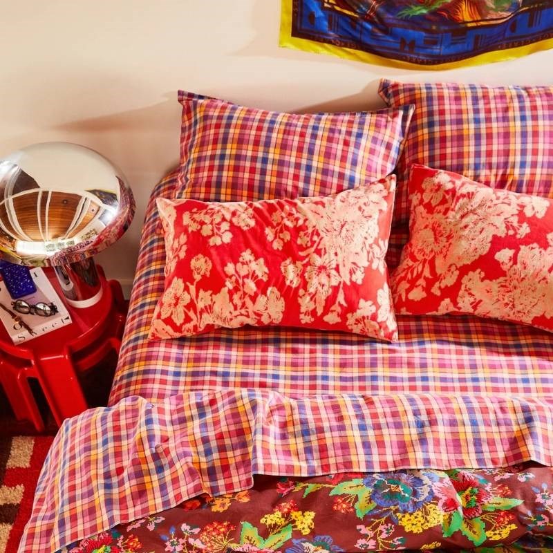 Hazel Velvet Pillowcase in vermillion