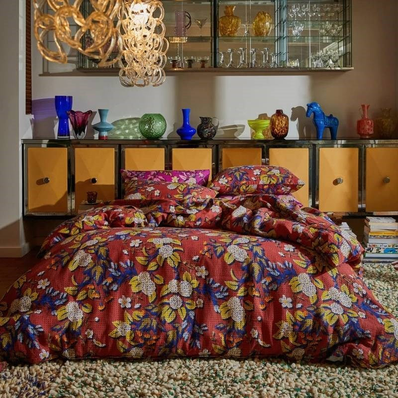 Heidi Linen Quilt Cover in burnt sienna