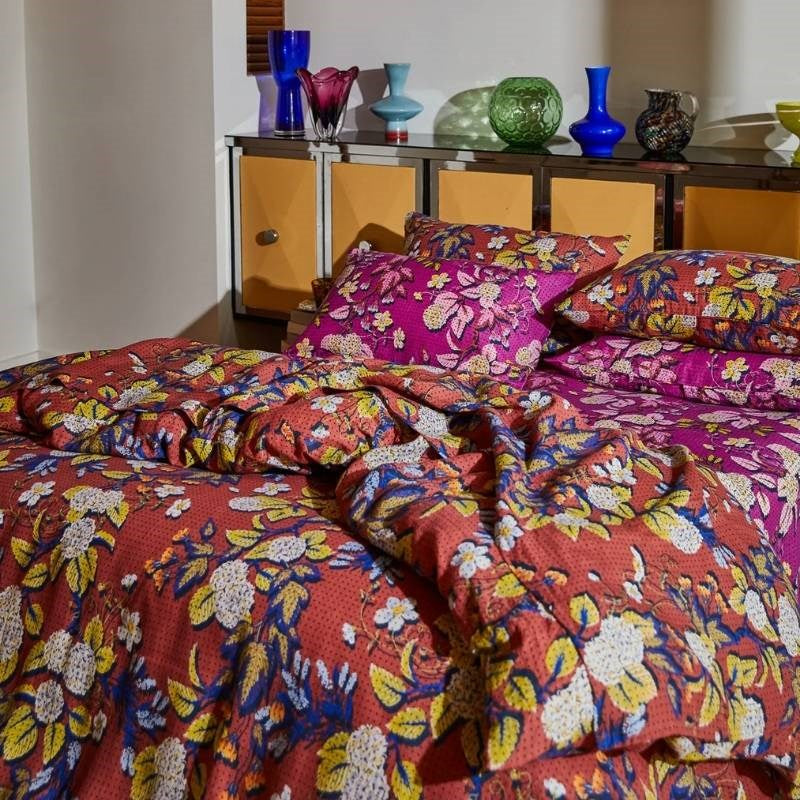 Heidi Linen Quilt Cover in burnt sienna