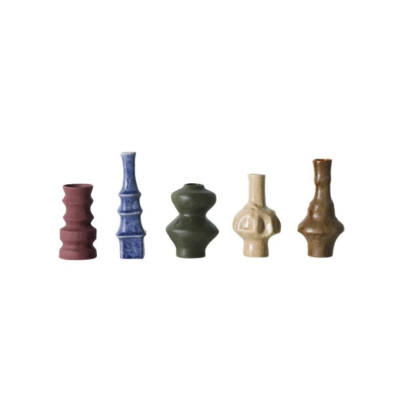 70's Ceramics Small Vases, Set of 5, in palette