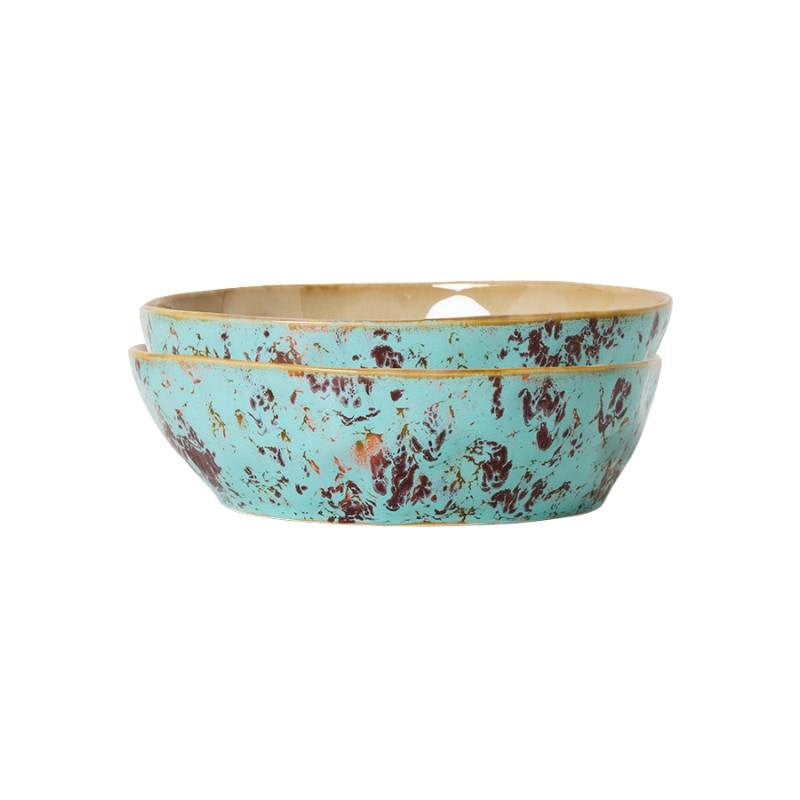 70's Ceramics Pasta Bowls, Set of 2, in patina