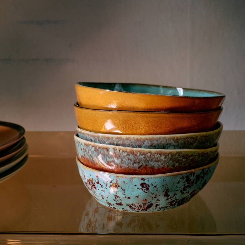 70's Ceramics Pasta Bowls, Set of 2, in patina