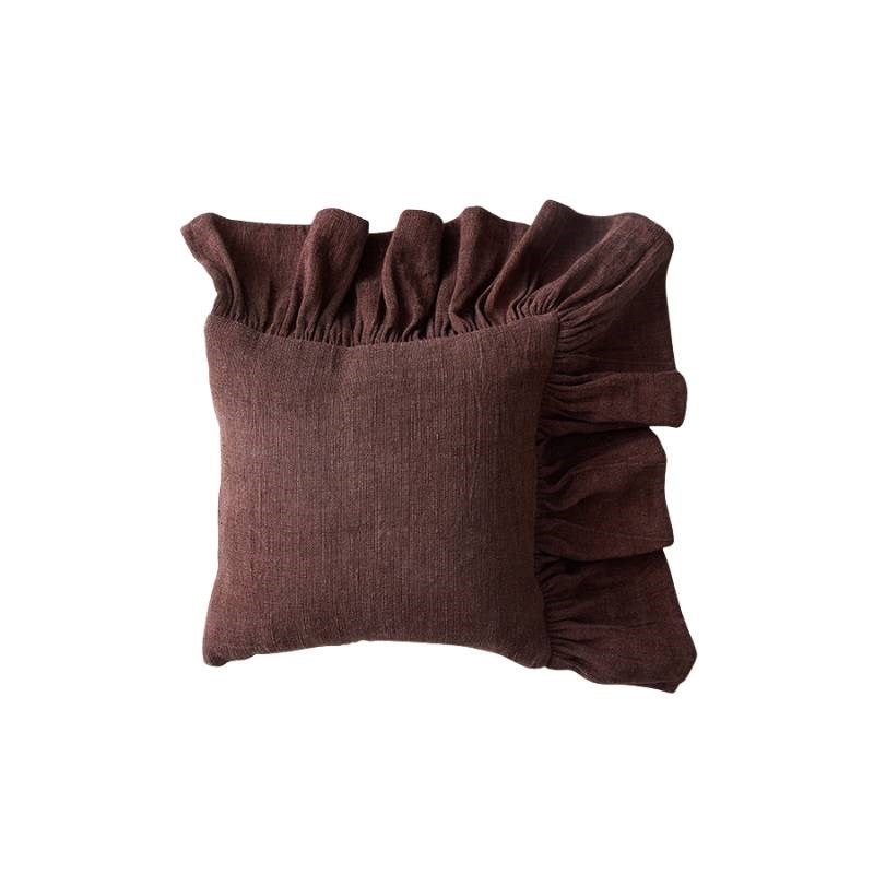 Ruffle Cushion 50cm in chestnut