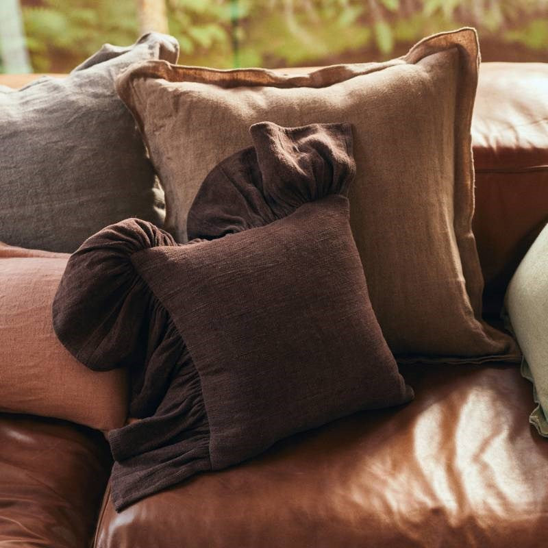 Ruffle Cushion 50cm in chestnut