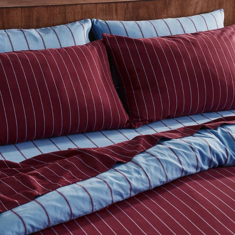 Striped Pillowcase Pair in plum