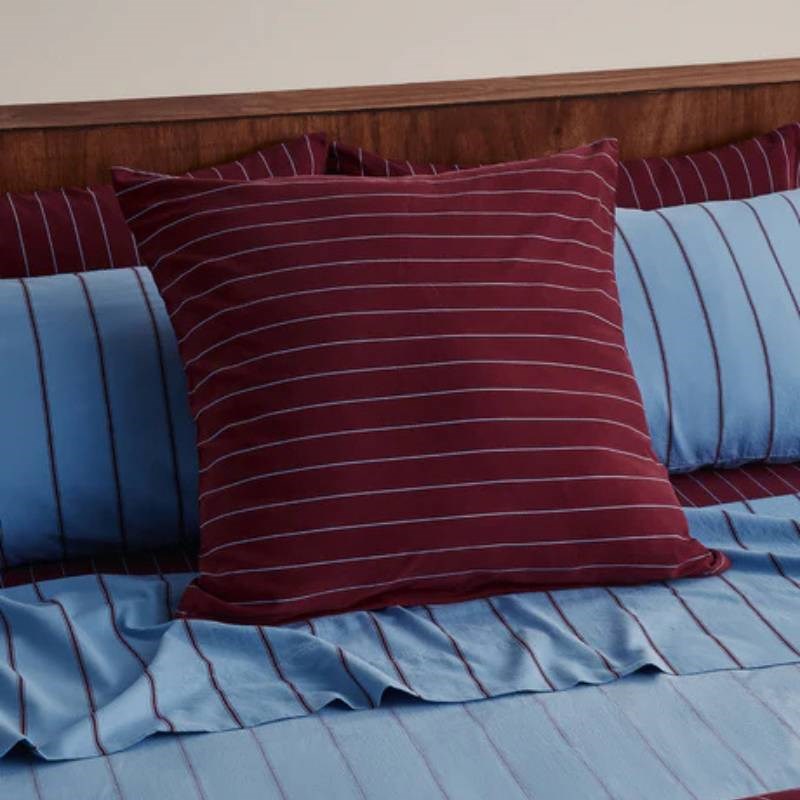 Striped European Pillowcase 60x60cm in plum