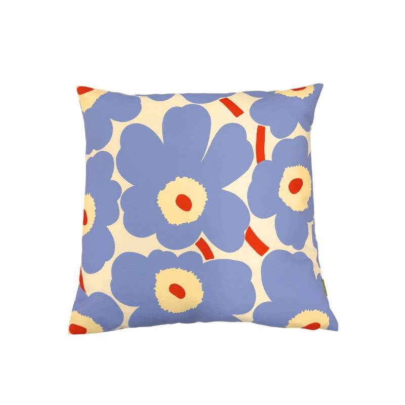 Pieni Unikko Outdoor Cushion Cover 50cm in off white, light blue, melon, orange red