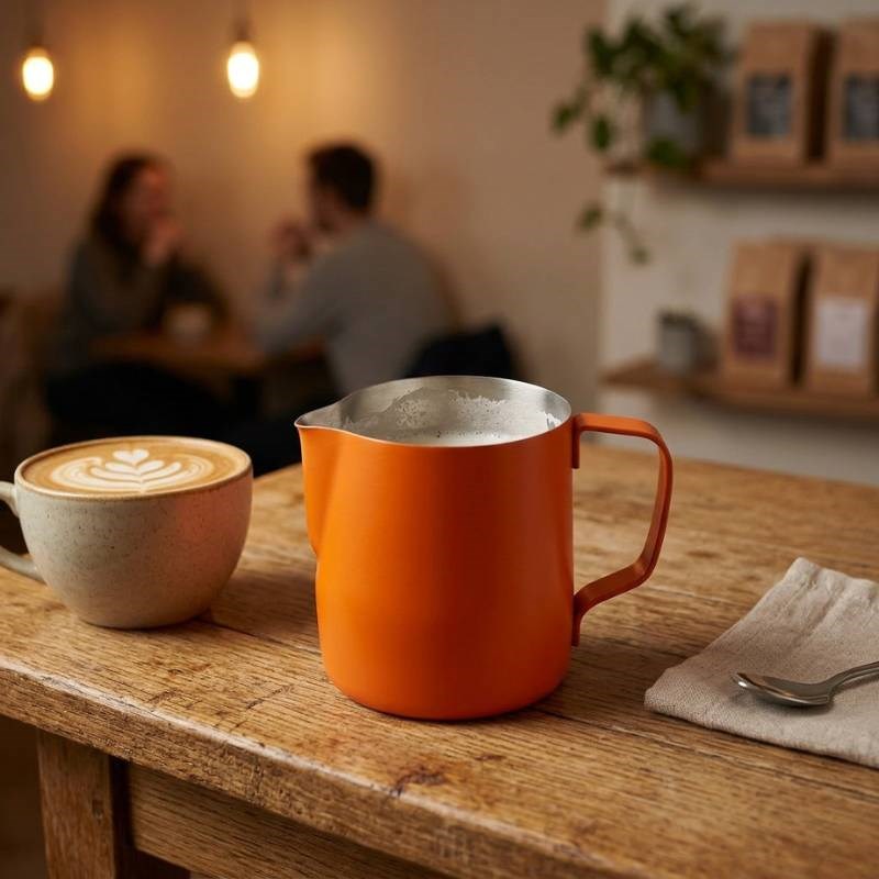 Milk Frothing Jug 350ml in orange