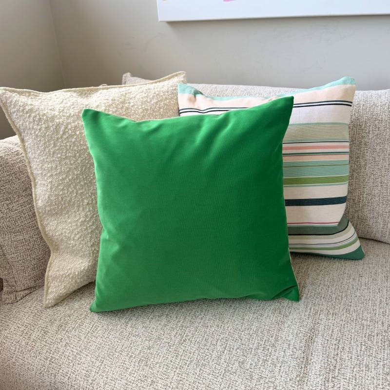 Velvet Cushion Cover 45cm with Linen Back in key lime