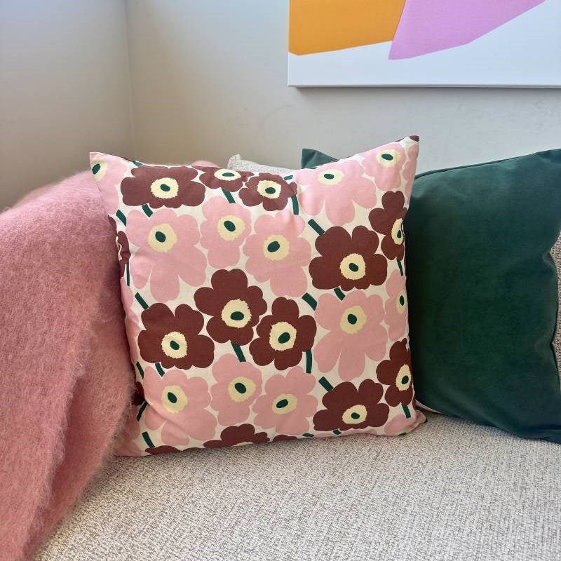 Mini Unikko Cushion Cover 50cm in natural white, pink, chestnut, green