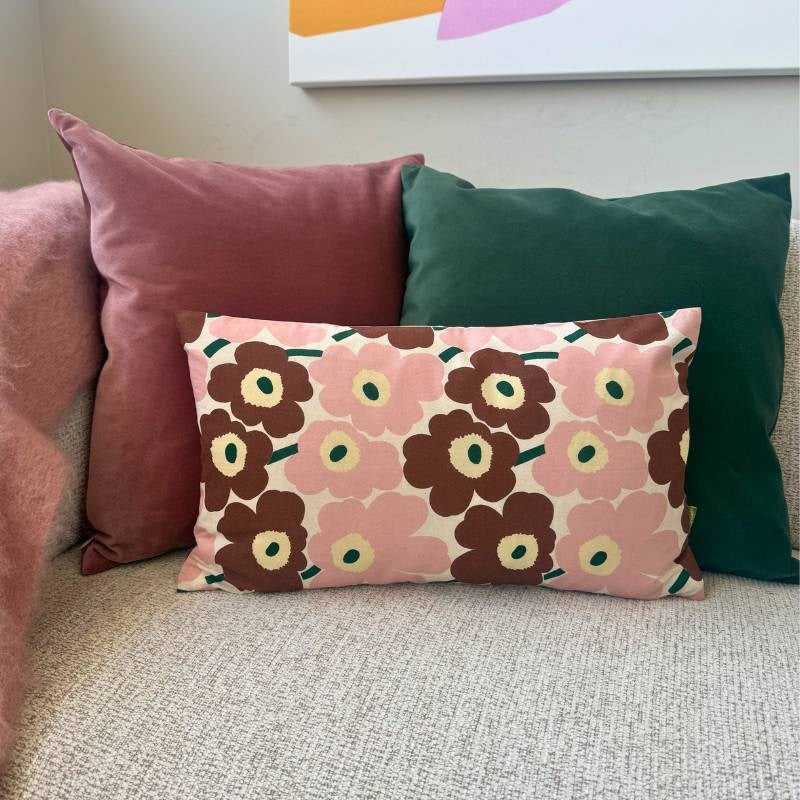 Mini Unikko Cushion Cover 50x30cm in natural white, pink, chestnut, green