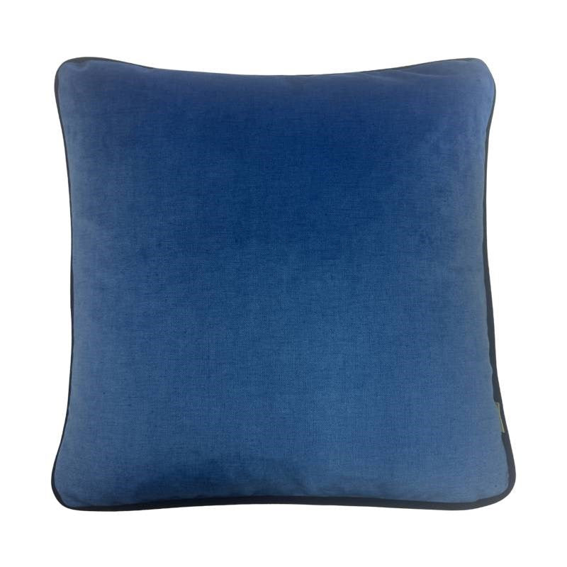 Saluzzo Piped Cushion Cover 50cm in petrol and charcoal with jet piping