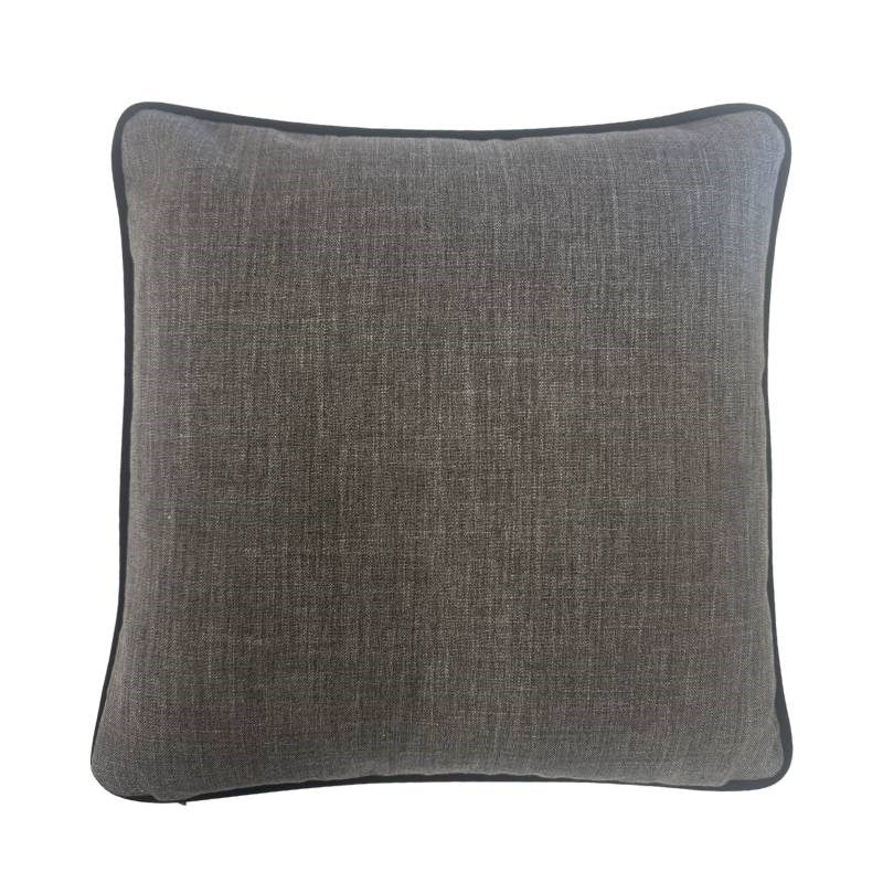 Saluzzo Piped Cushion Cover 50cm in petrol and charcoal with jet piping
