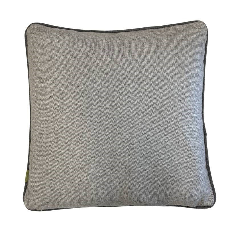 Saluzzo Piped Cushion Cover 50cm in fern and grey with charcoal piping