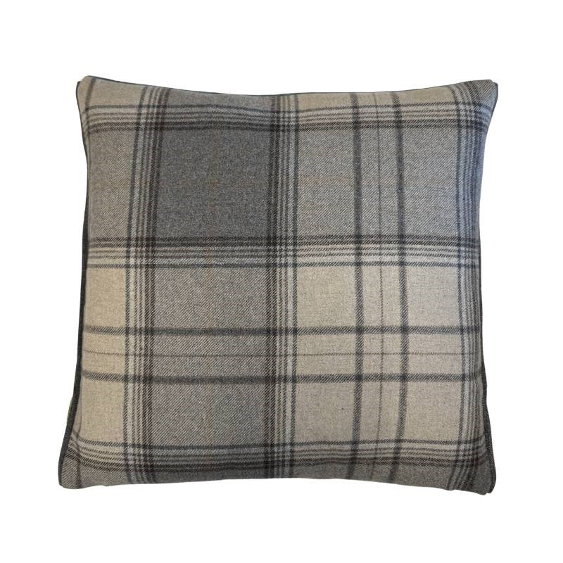 Saluzzo Edge Cushion Cover 50cm in spa, grey and charcoal