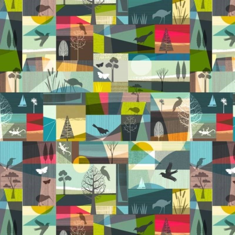 Birdsong Fabric in landscape multi