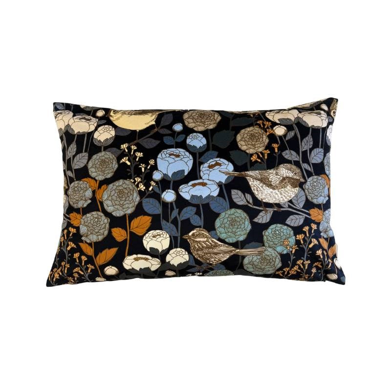 Winter Garden Velvet Cushion Cover 60x40cm in midnight