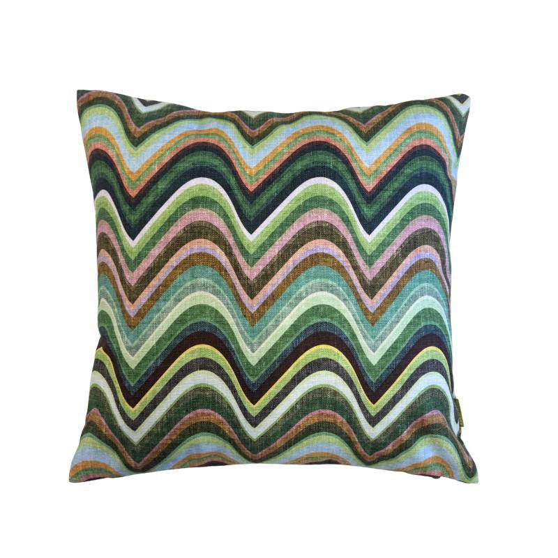 Retro Wave Cotton Cushion Cover 45cm in green