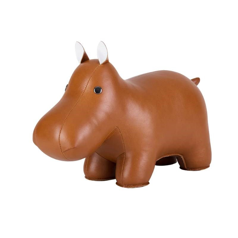 Classic Hippo Doorstop in tan