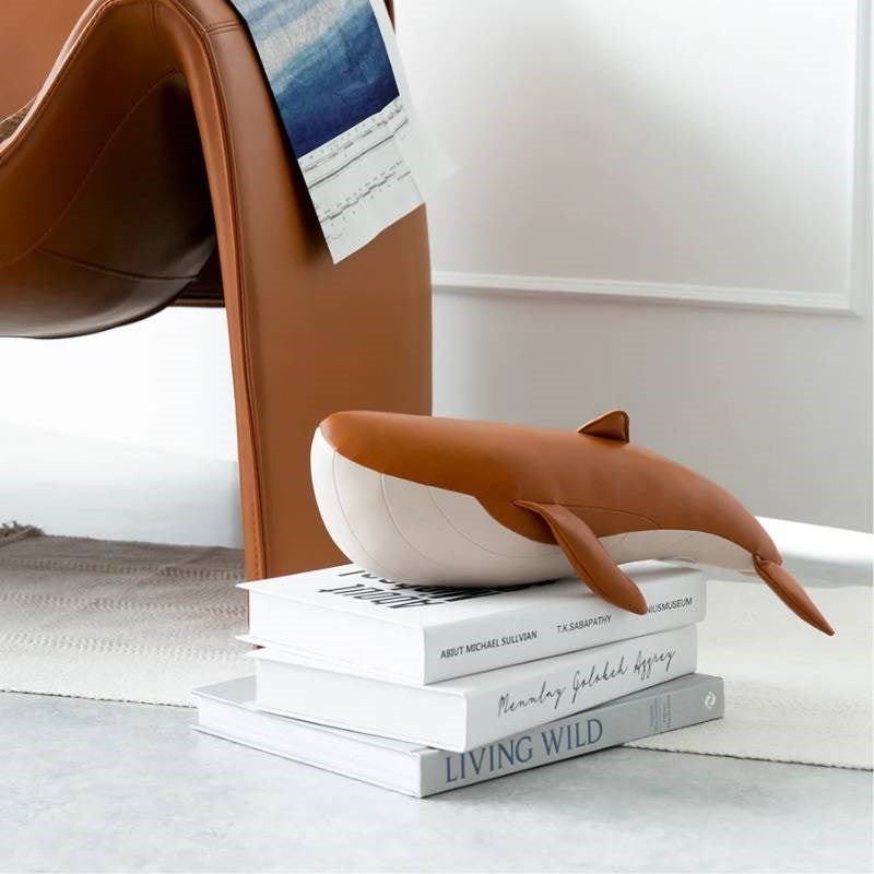 Whale Wave Doorstop in tan