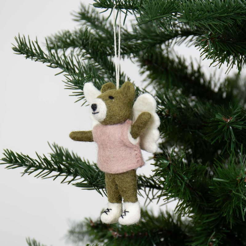 Angel Bear Felted Ornament