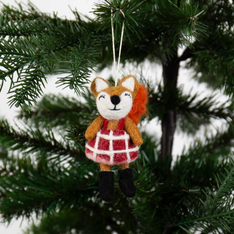 Shy Fox Felted Ornament