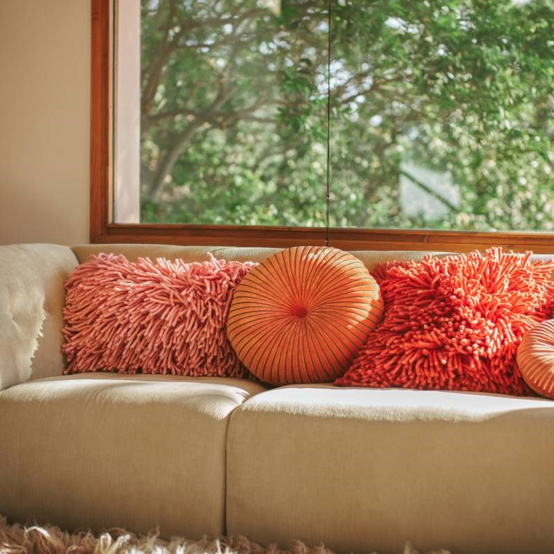 Round Ripple Cushion 50cm in sienna