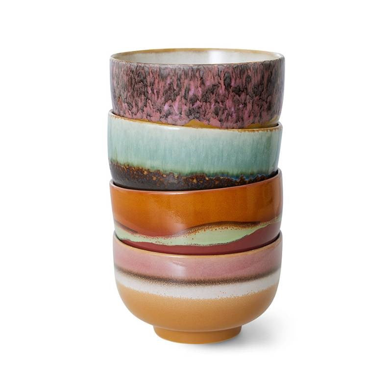 70's Ceramics: Noodle Bowl set of 4 in geyser