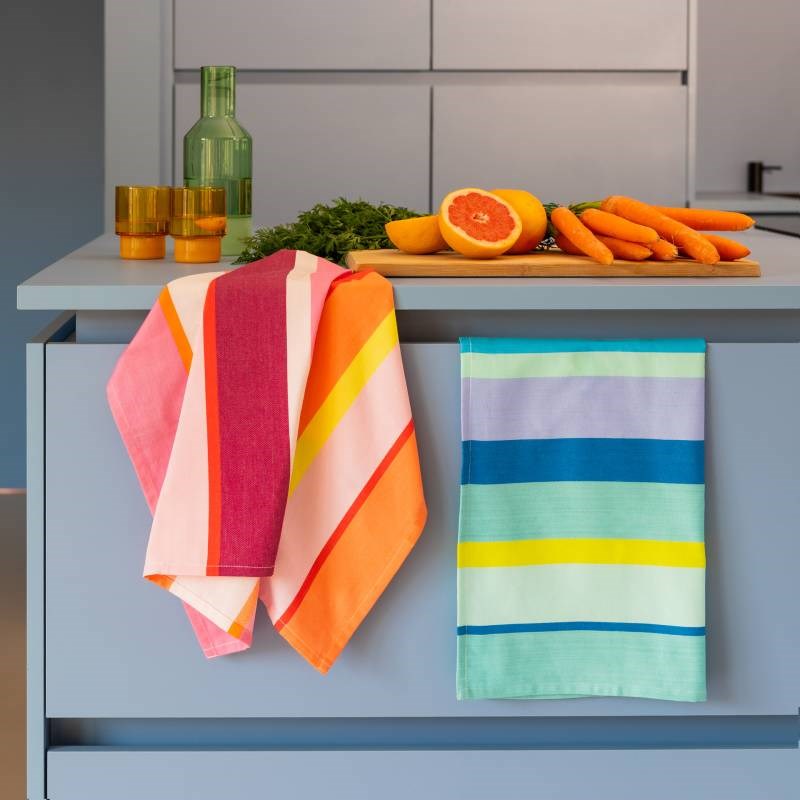 Tea towels, set of 2, in boardwalk stripe