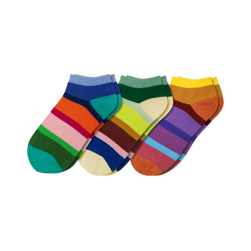 Sneaker Socks Box 11, set of 3 in festival stripe, size 41- 46