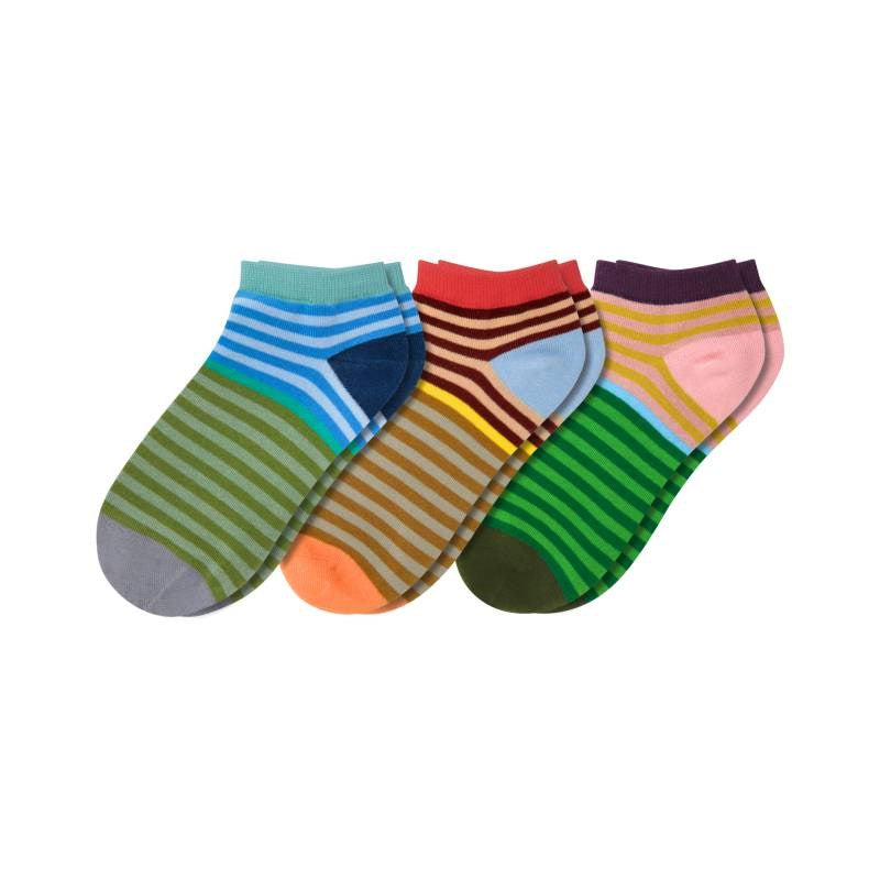 Sneaker Socks Box 12, set of 3 in ribbon stripe, size 41-46