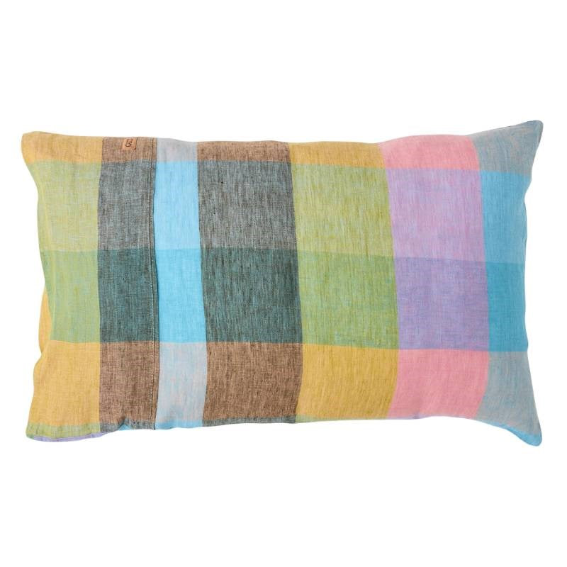 Linen Pillowcase Pair in sorbet tartan