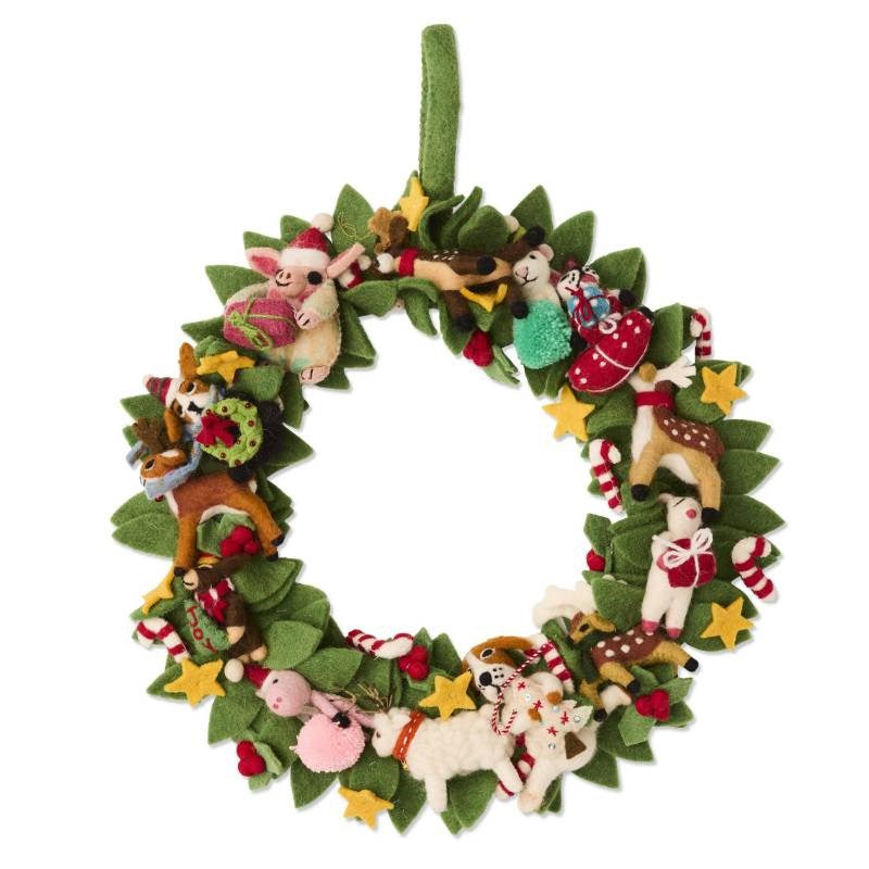 Felted Wool Christmas Wreath One Size