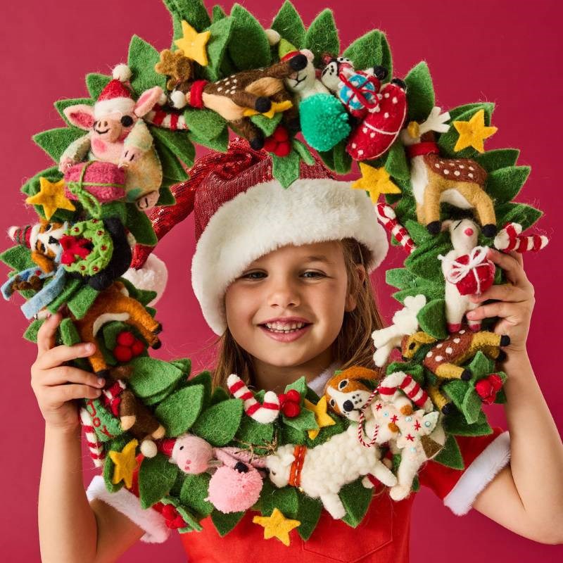 Felted Wool Christmas Wreath One Size