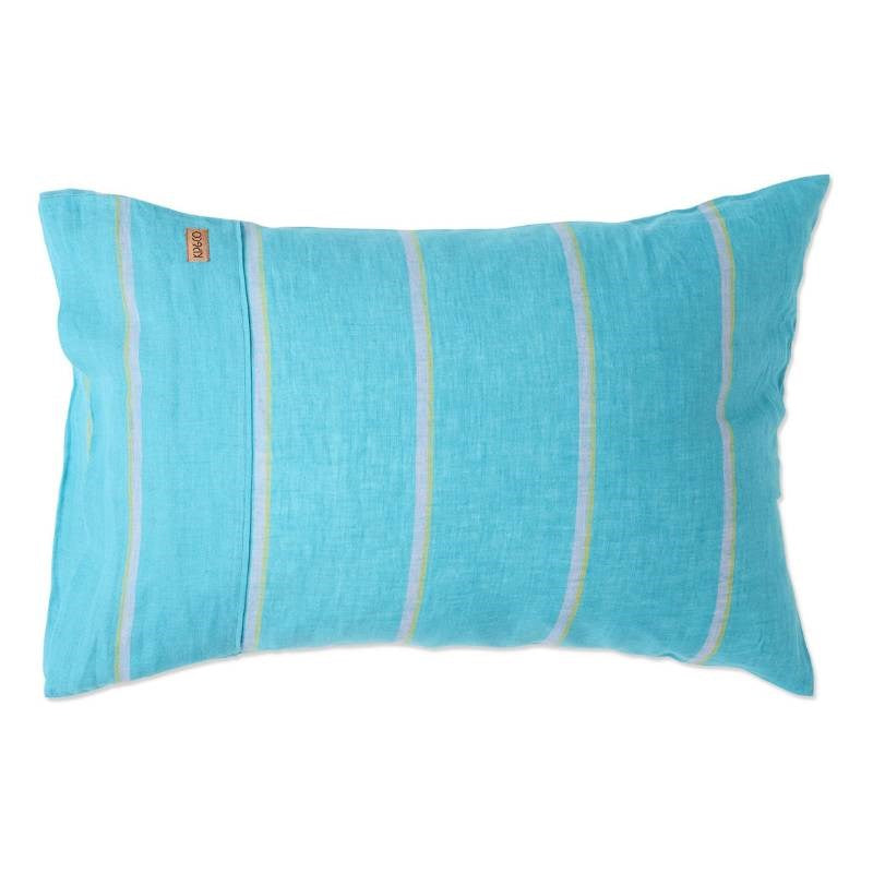 Linen Pillowcase Pair in Aegean Stripe