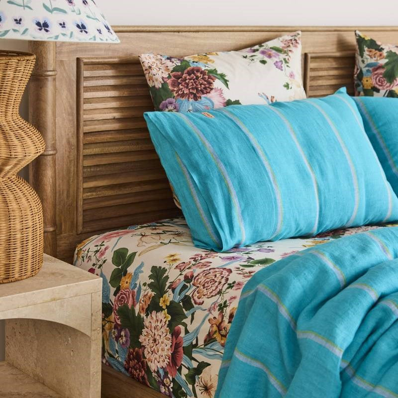 Linen Pillowcase Pair in Aegean Stripe