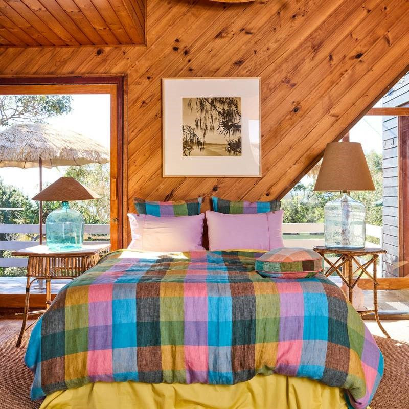 Sorbet Tartan Linen Quilt Cover