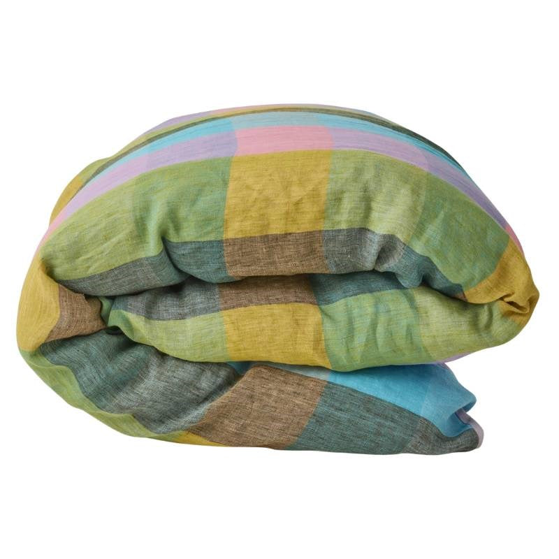 Sorbet Tartan Linen Quilt Cover