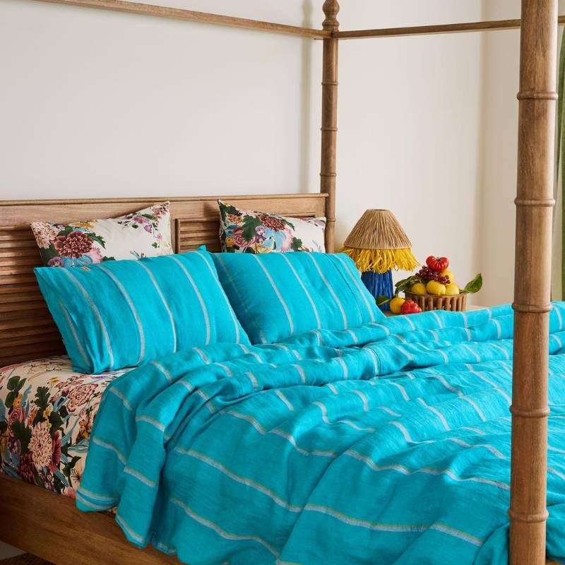 Aegean Stripe Linen Quilt Cover
