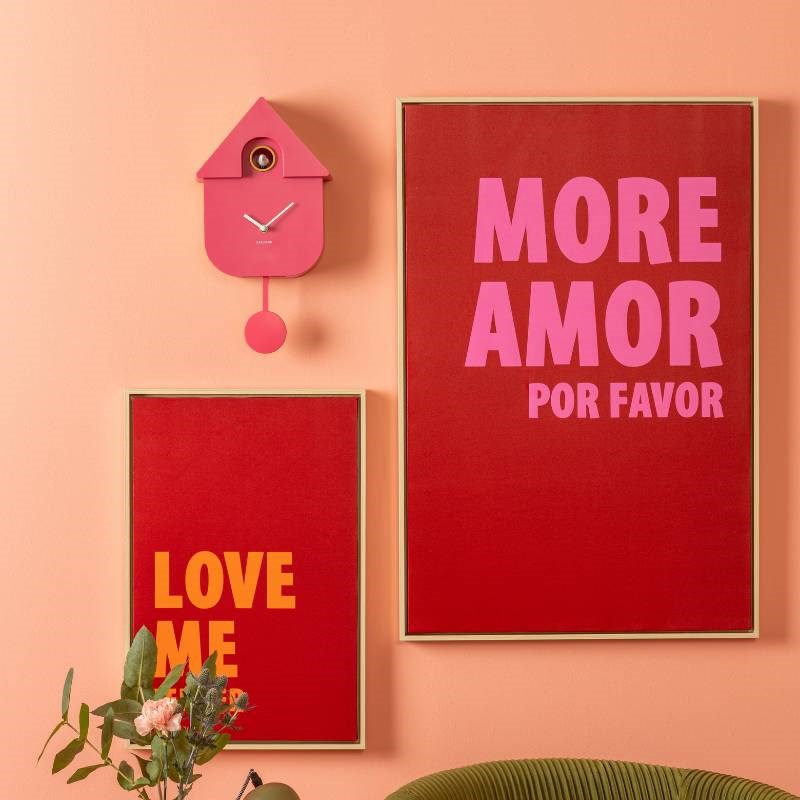 Modern Cuckoo Clock - bright pink