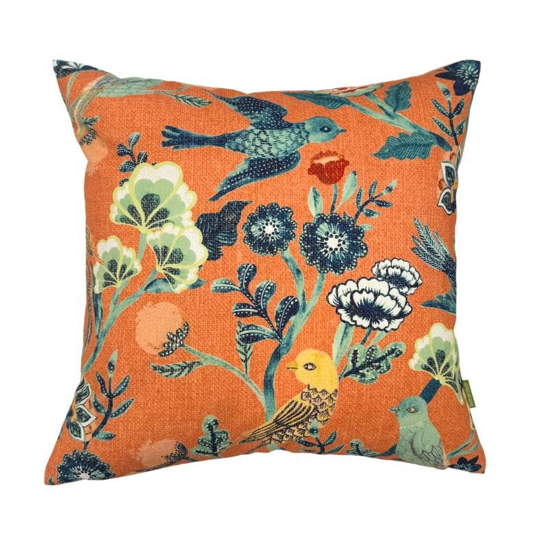 Indian Chintz Cotton Cushion Cover 45cm in coral
