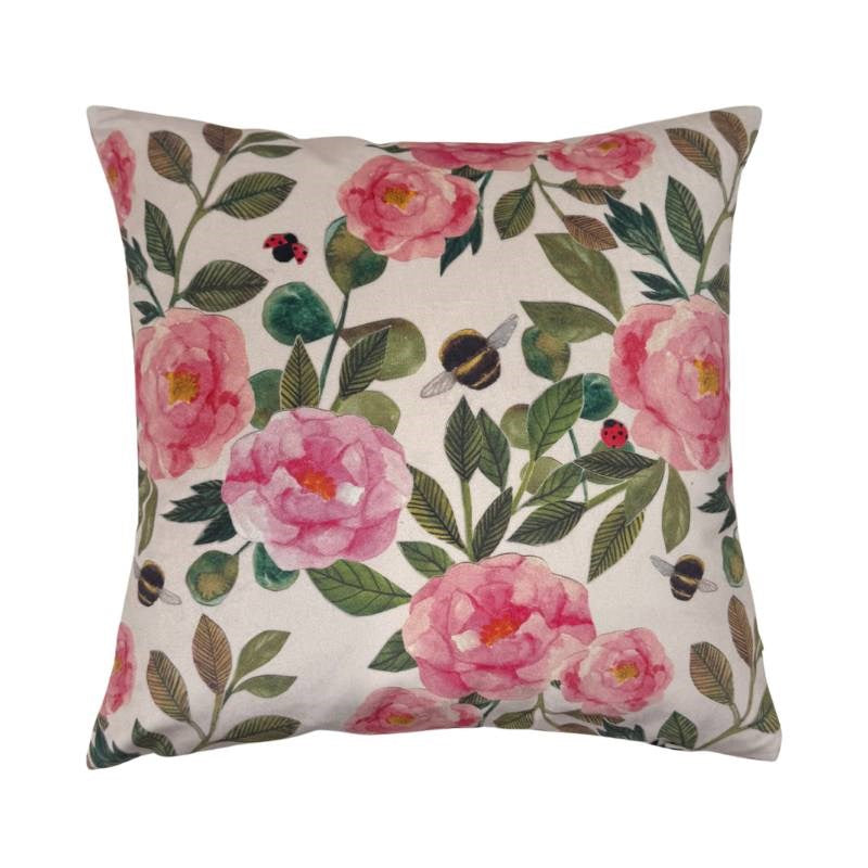 Papercut Peonies Velvet Cushion Cover 43cm in ivory